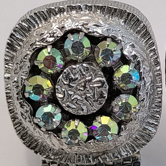 Vintage Mid Century Signed Swank Rhinestone Square Cufflinks - Picture 4 of 5